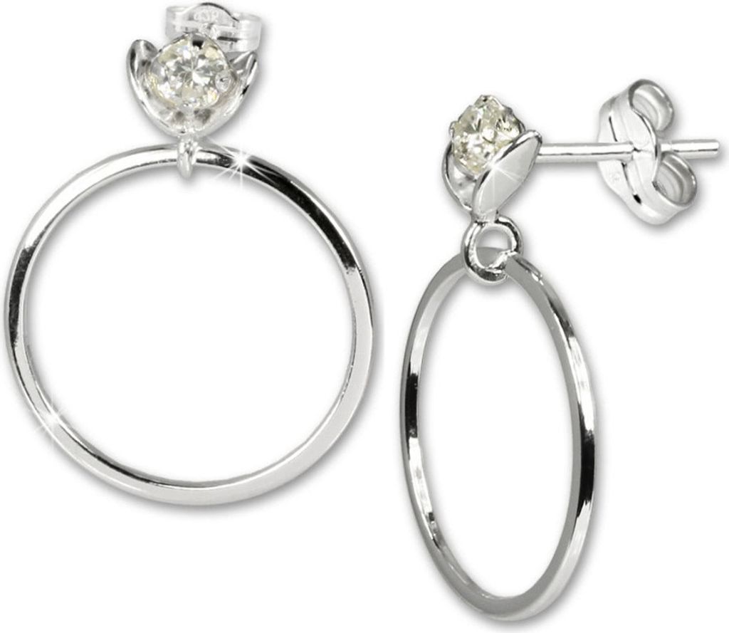 SilberDream Ohrstecker für Damen 925 Silber weiß Ring Ohrringe SDO526W