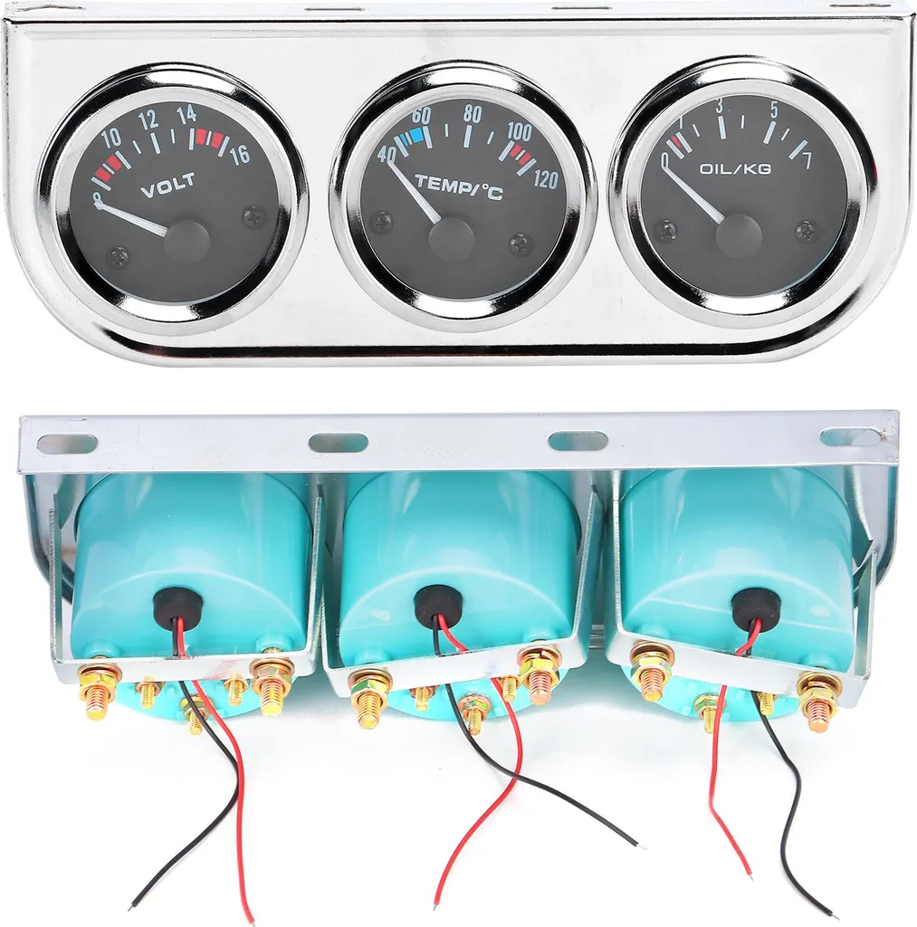 Manomètre de modification auto - 3-en-1 Pression d'huile, Eau, Volt (52mm) - 3