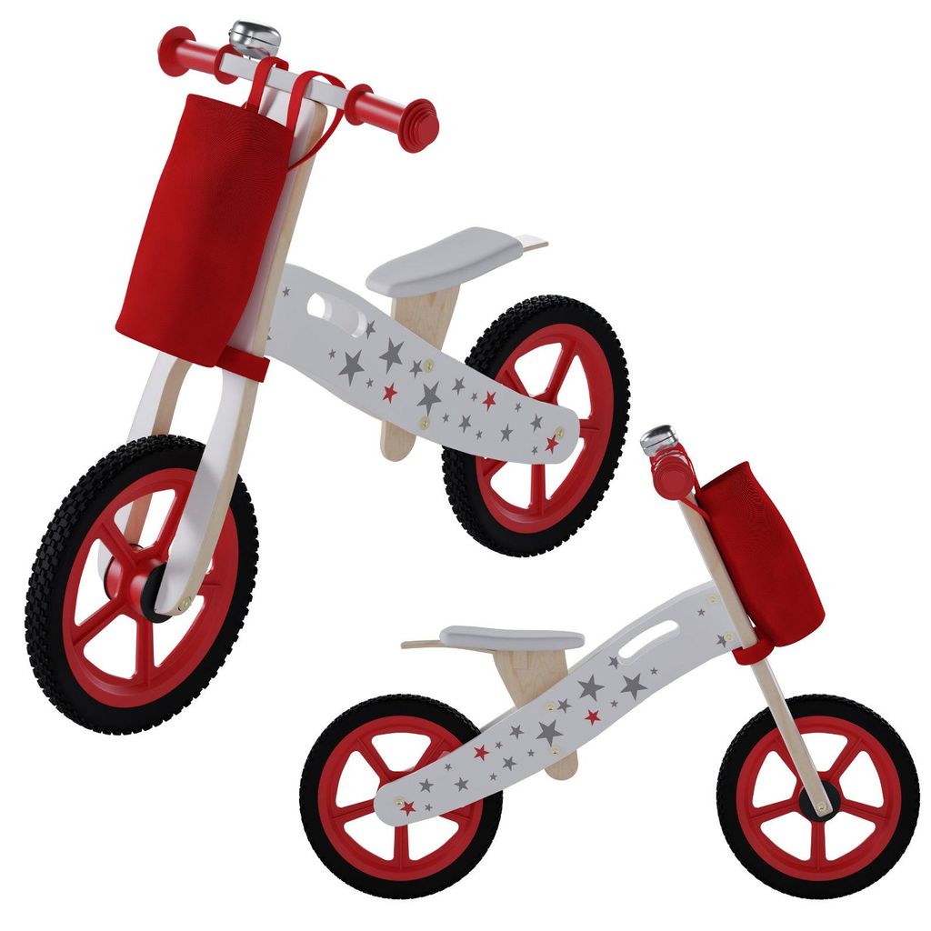 Laufrad Rot Lauflernrad Holz Sterne höhenverstellbar Tasche Kinderrad Fahrrad Zweirad