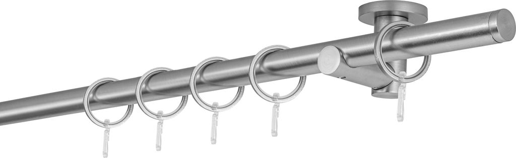 Gardinenstange Maß 20mm Match 1-lauf Deckenträger 5,5cm Farbe: Edelstahl-Optik, Größe: 330cm