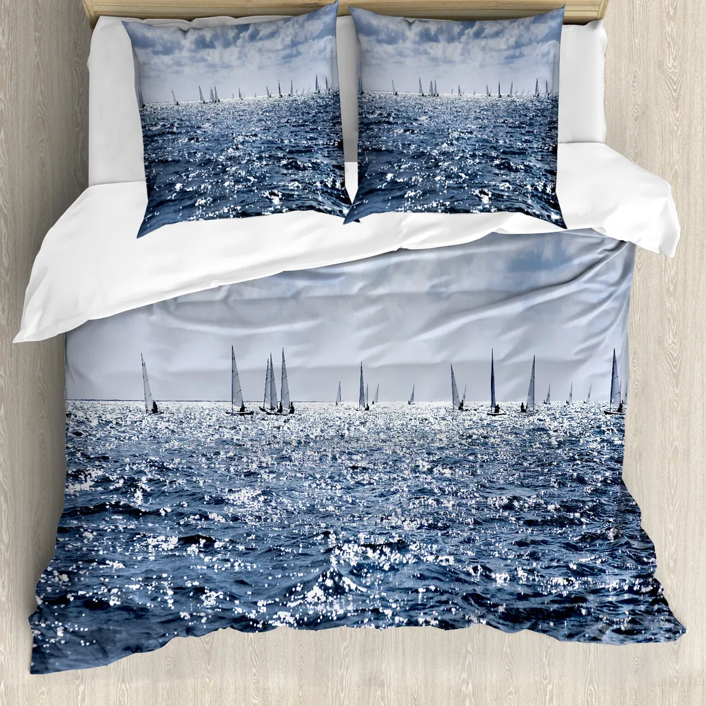 Copripiumino Nautico ABAKUHAUS 200x200 - Barche a Vela Blu e Antiacaro