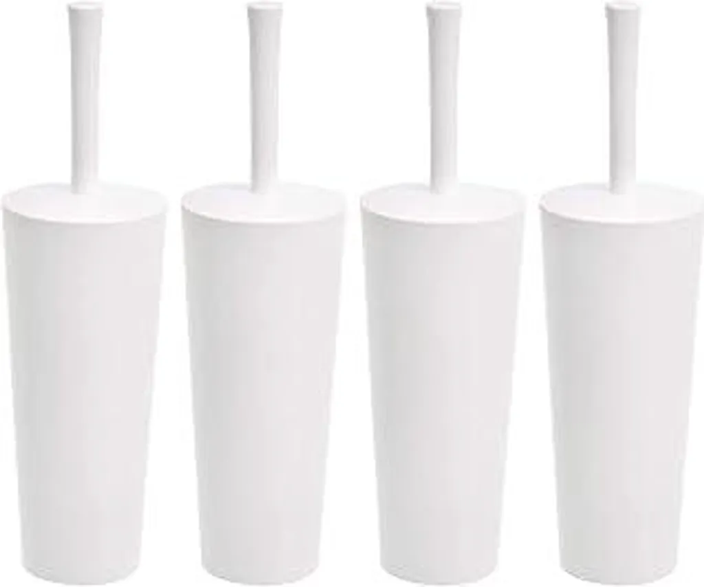 Set 4 Scopini WC con Impugnatura Antiscivolo e Setole Robuste - Bianco