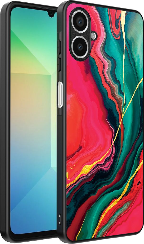 Smartphonica Telefon Fall geeignet für Samsung Galaxy A06 mit roten grünen Marmor Print - TPU Backcover Fall rot grün Marmor Design