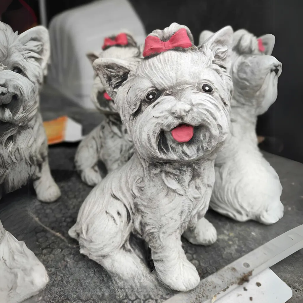 Statue York Terrier Gris Sweet Garden : Déco Jardin Sans Entretien Noeud