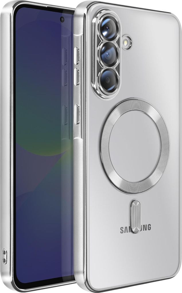 Avizar, Hülle Galaxy A36 MagSafe Kompatibel Chromrand Robust, Silber