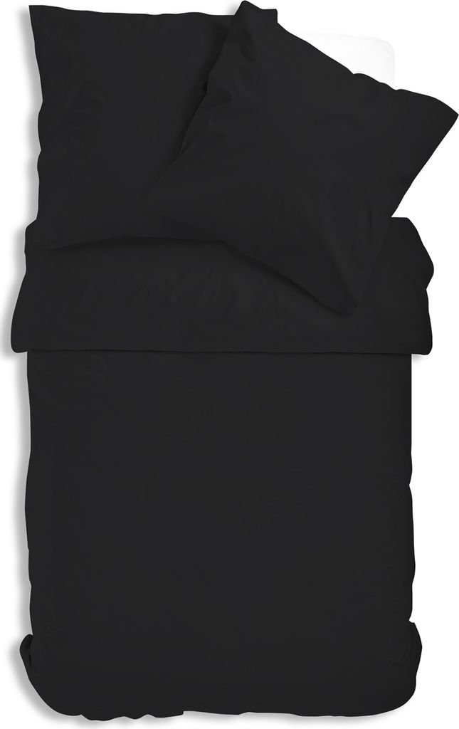 Uni Renforce Bettwäsche 135x200 cm oder 155x220 cm Baumwolle mit Reißverschluss, Farbe:schwarz, Größe:4 teilig 135x200 cm