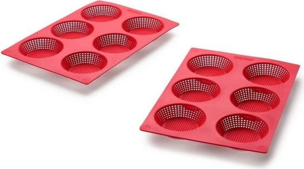 Betty Bossi Brotbackform »Brötli rund 2er Set Silikon rot«, (2-tlg), antihaftbeschichtet