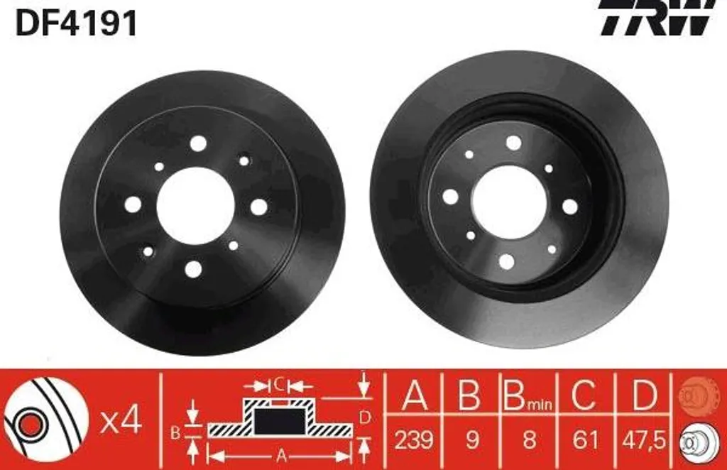 Disque de frein TRW anti-vibration pour Civic Jazz CRX OE 42510SR3A11