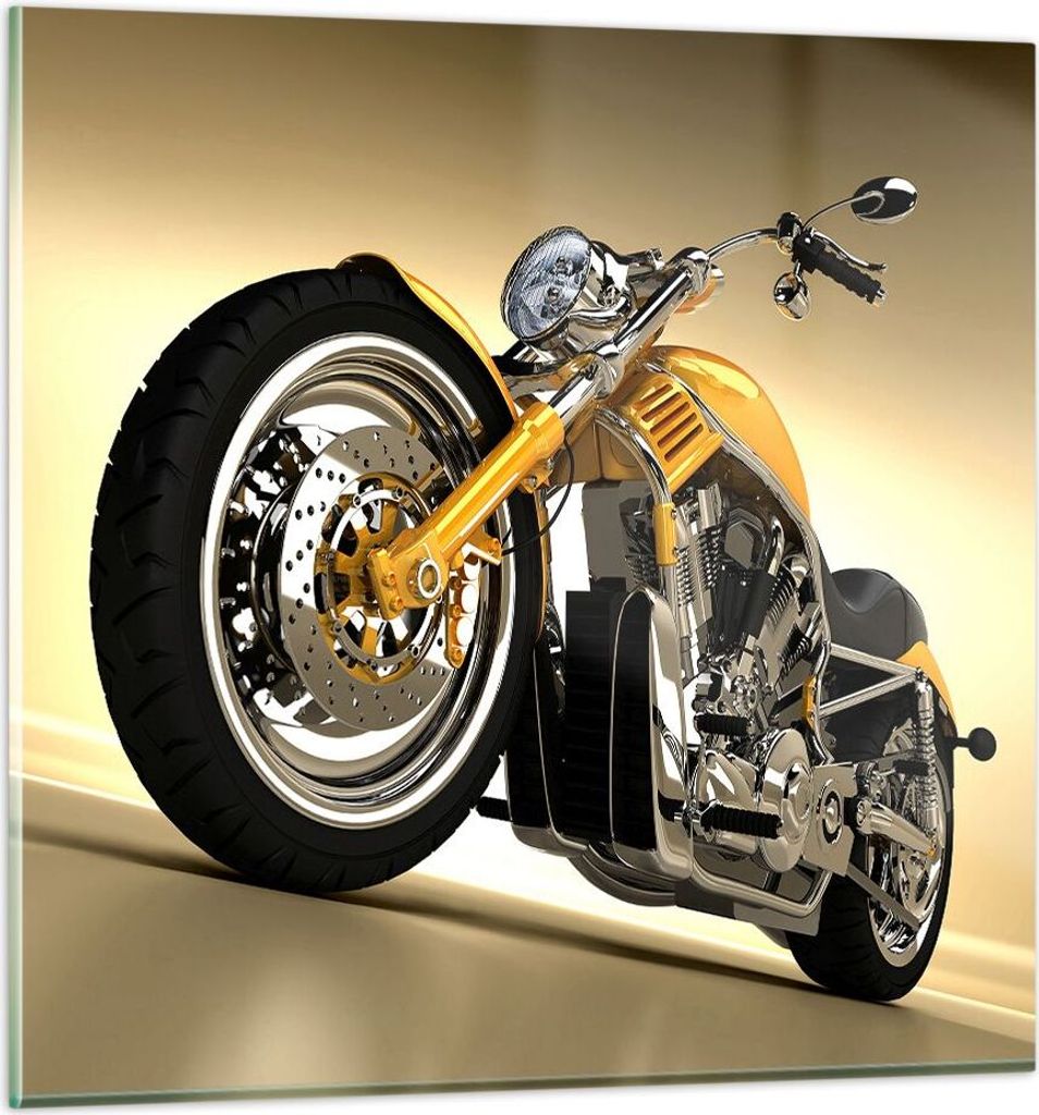 Bilder auf glas - Motorrad Chrom Rad - 30x30cm - Glasbilder - Wandbilder - Kunstdruck - zum Aufhängen bereit - Wanddekoration aus Glas - Glas Bild...