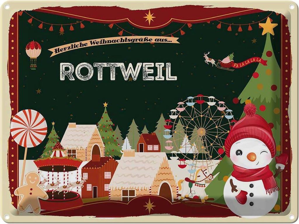 vianmo Blechschild 30x40 cm Weihnachten Grüße ROTTWEIL Abenteuer Reisen Urlaub