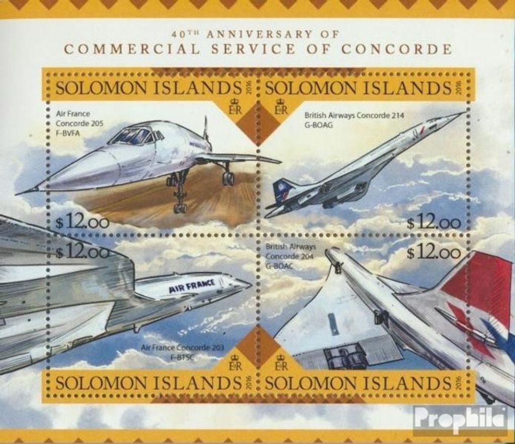 Briefmarken Salomoninseln 2016 Mi 3701-3704 Kleinbogen (kompl. Ausg.) postfrisch Concorde