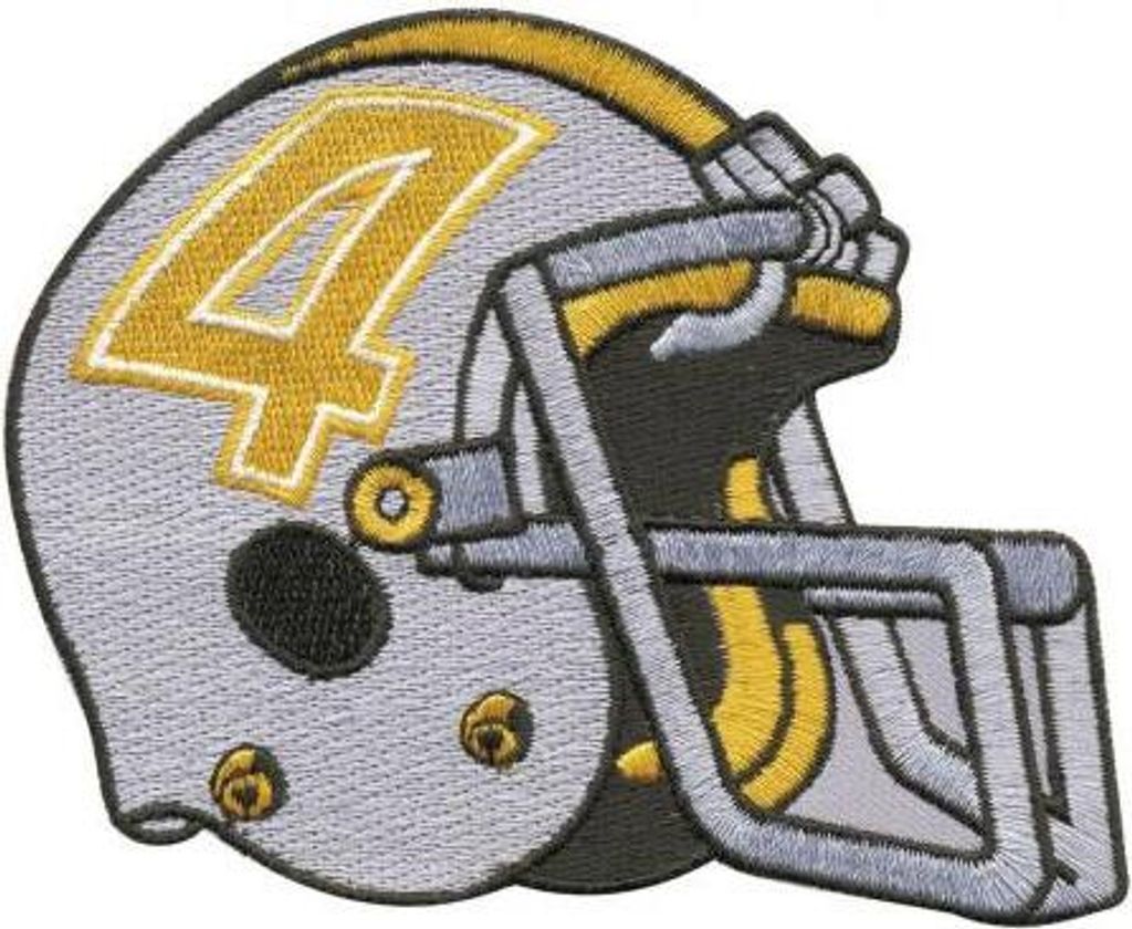 Aufnäher Patches Applikation - Rugby Helm Grau-Gelb - 04491 Gr. ca. 11 x 9 cm