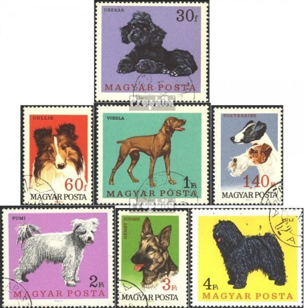Briefmarken Ungarn 1967 Mi 2337A-2343A (kompl.Ausg.) postfrisch Hunde