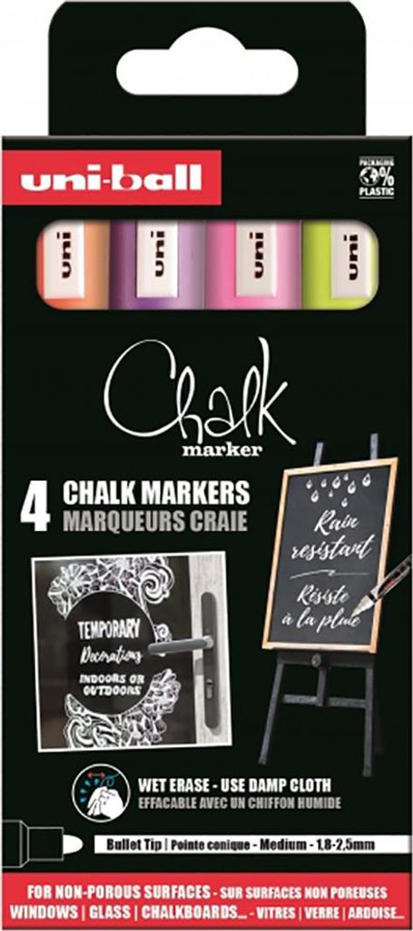 uni-ball Kreidemarker Chalk marker PWE5M/4PFASS16 4er Etui farbig sortiert