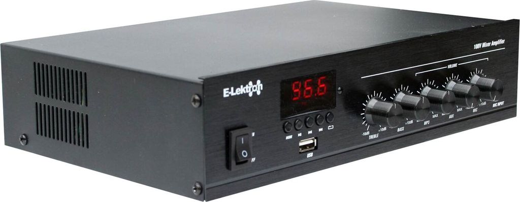 E-Lektron PA-TRON45 ELA Mono Mischverstärker 45W für Beschallung-Anlage | USB | Bluetooth | FM-Radio