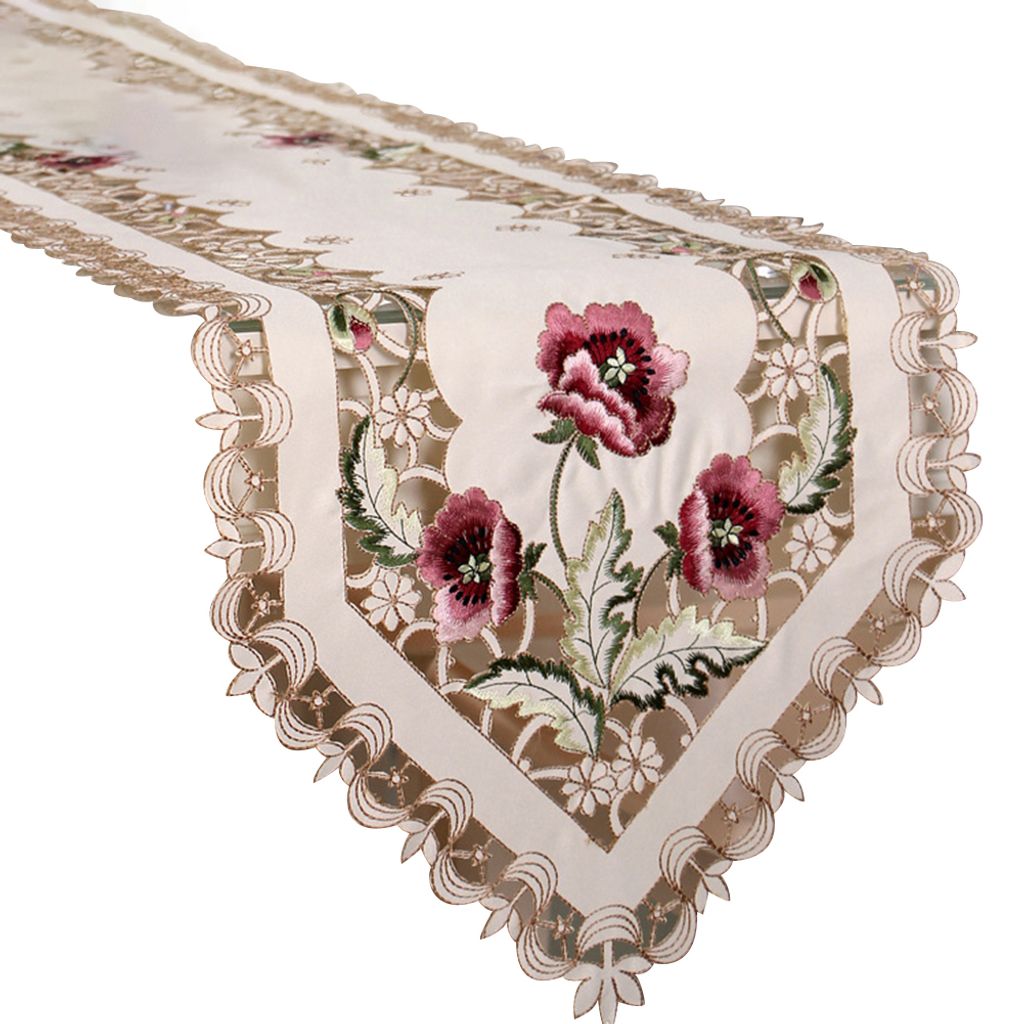Holiday Party Table Runner Flower Tischdecke Cover Home Esszimmer Nachbildungation-Rosa ,Größen:40*246cm