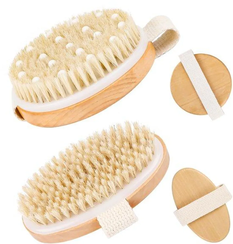 Brosses en poils naturels lot de 2, soin vegan peau sèche et cellulite