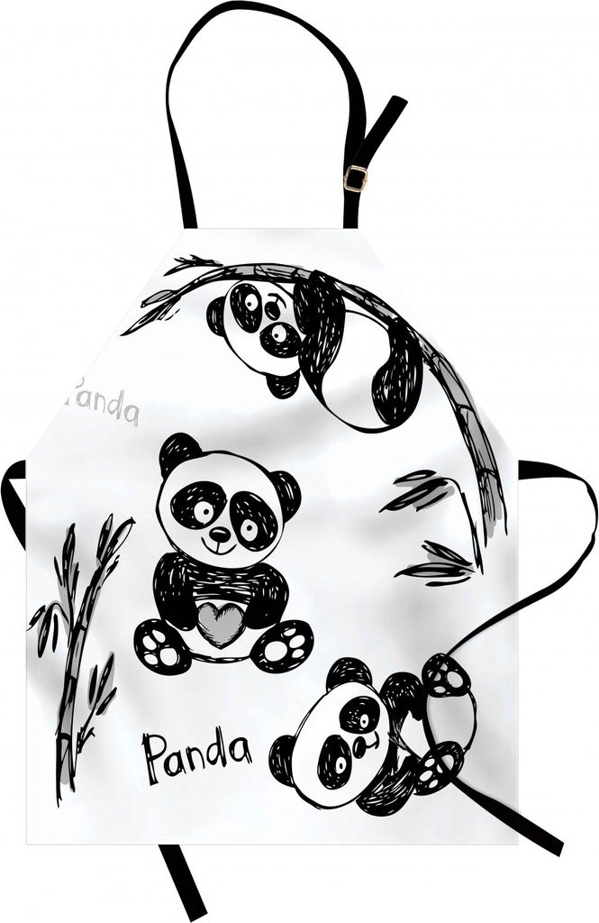 ABAKUHAUS Panda Kochschürze, Unterschiedliche Haltungen des netten Panda mit den Bambuszweig-Kindern, die Artful Druck malen, Farbfest Höhenverst...