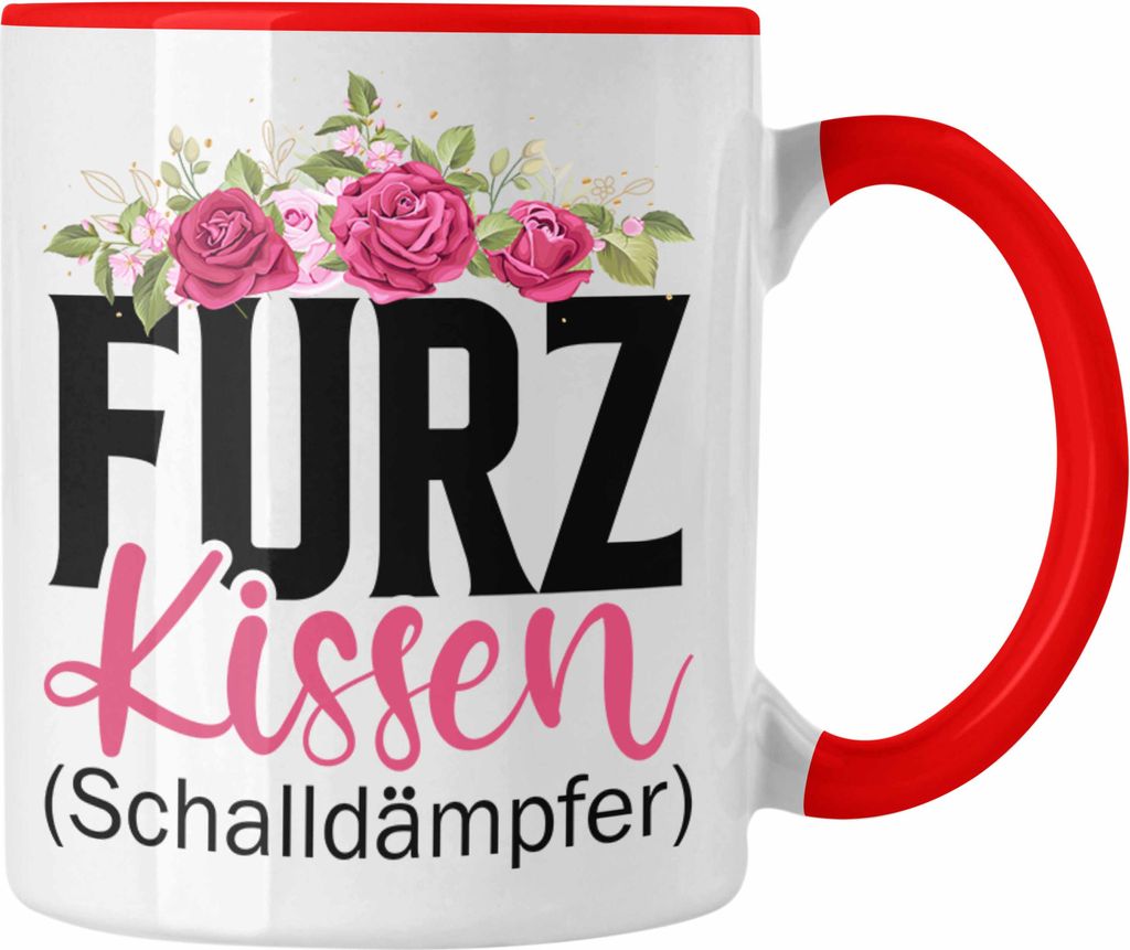 Trendation - Furzkissen Schalldämpfer Lustiger Gag Geschenkidee Männer Lustige Tasse (Rot)