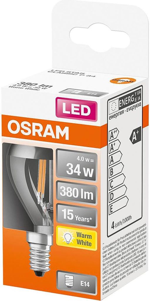 Led Sphérique Clair Filament Argentée 4w E14 Chaud Boite De Image du produit 