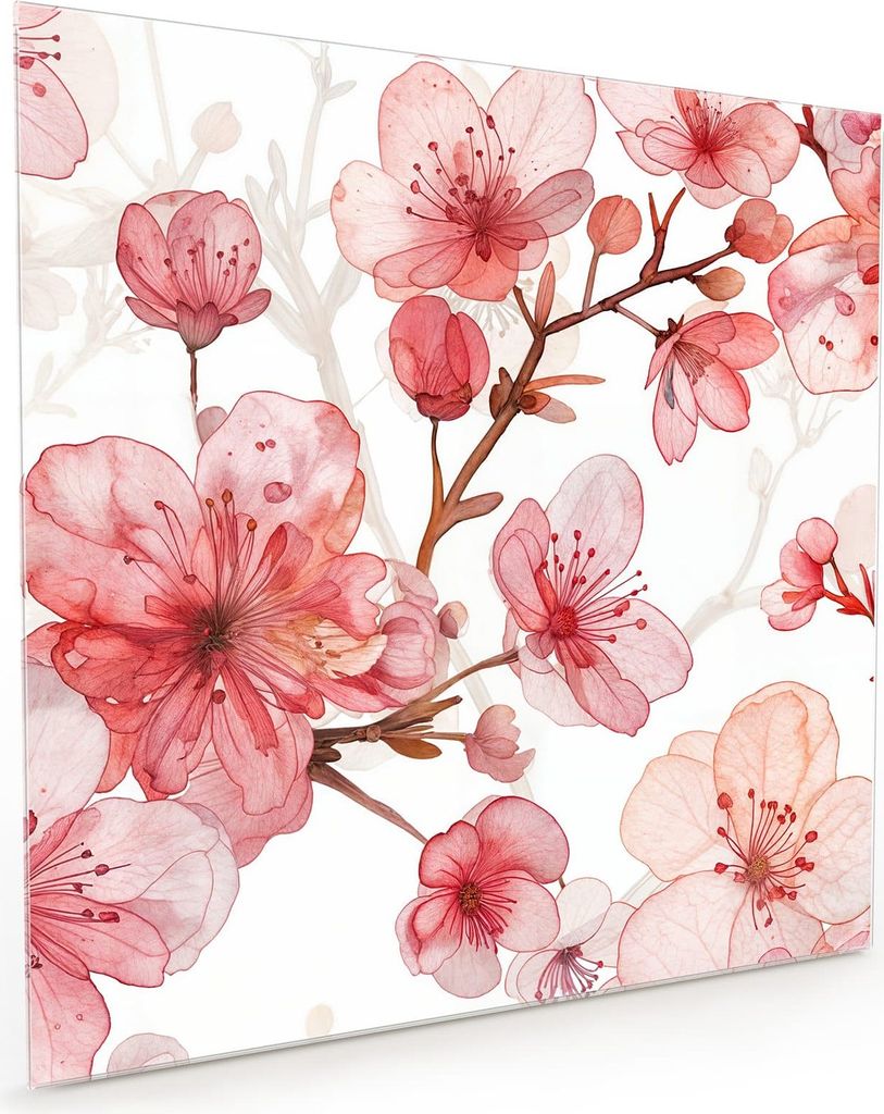 Küchenrückwand Spritzschutz Glas mit Motiv Blumenmuster Blüten 40 x 40 cm