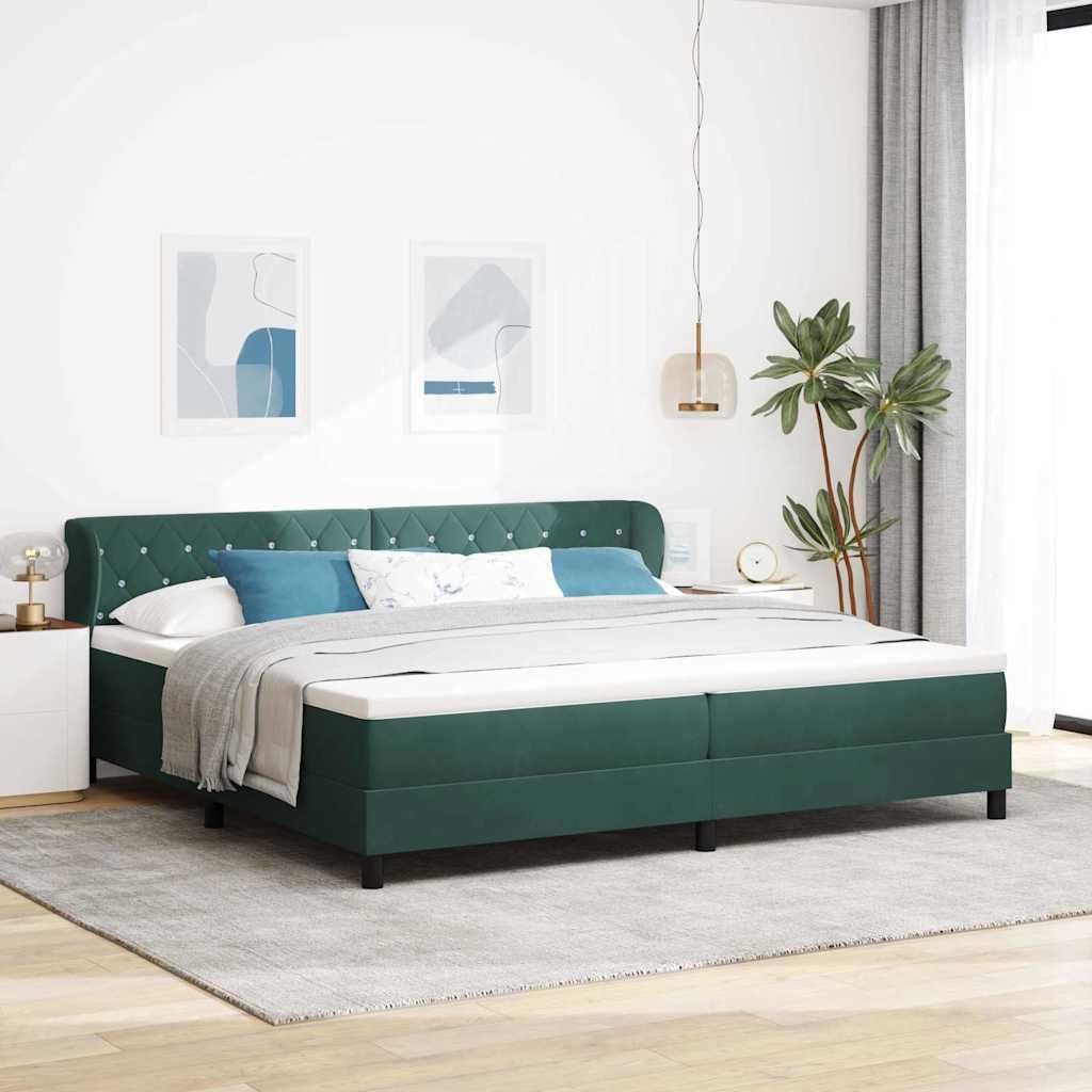 Möbel Boxspringbett mit Matratze Dunkelgrau 80x200 cm Samt Dunkelgrün - Klassische Betten 3340355