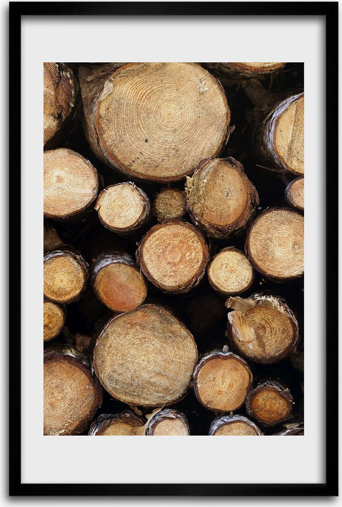 Bild - Bilderrahmen - 40 cm x 60 cm - MDF - Rahmen - Wandkunst - Holzscheite