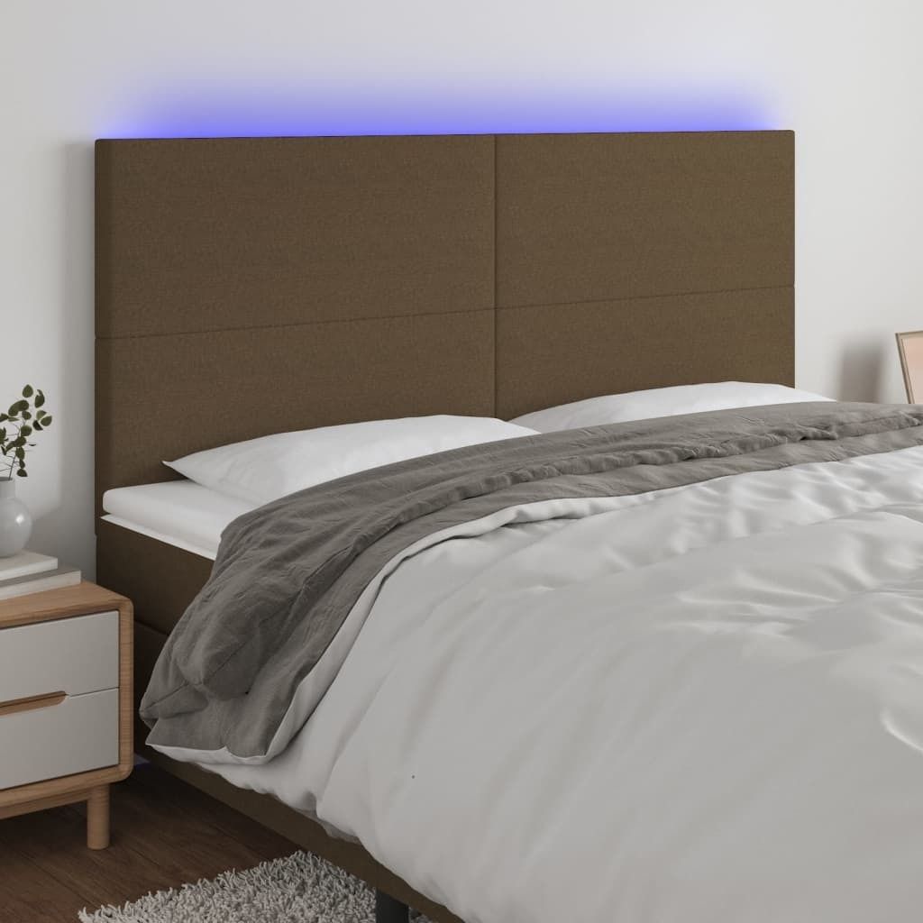 Maison Exclusive - LED Kopfteil Dunkelbraun 160x5x118/128 cm Stoff