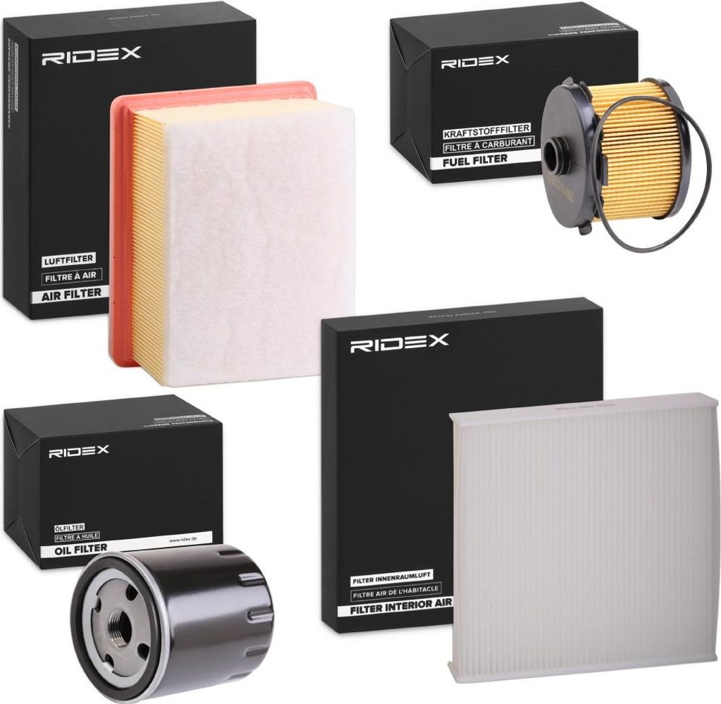 RIDEX Filterset Inspektionspaket Filtersatz für OPEL Movano Kastenwagen (X70) passend für PEUGEOT 206 Schrägheck (2A/C) PARTNER Combispace (5F)