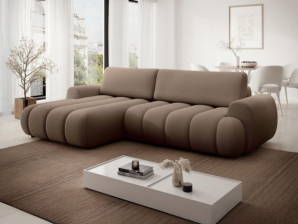 Ecksofa mit Schlaffunktion - Ecke links - Stoff - Taupe - FRIDORA