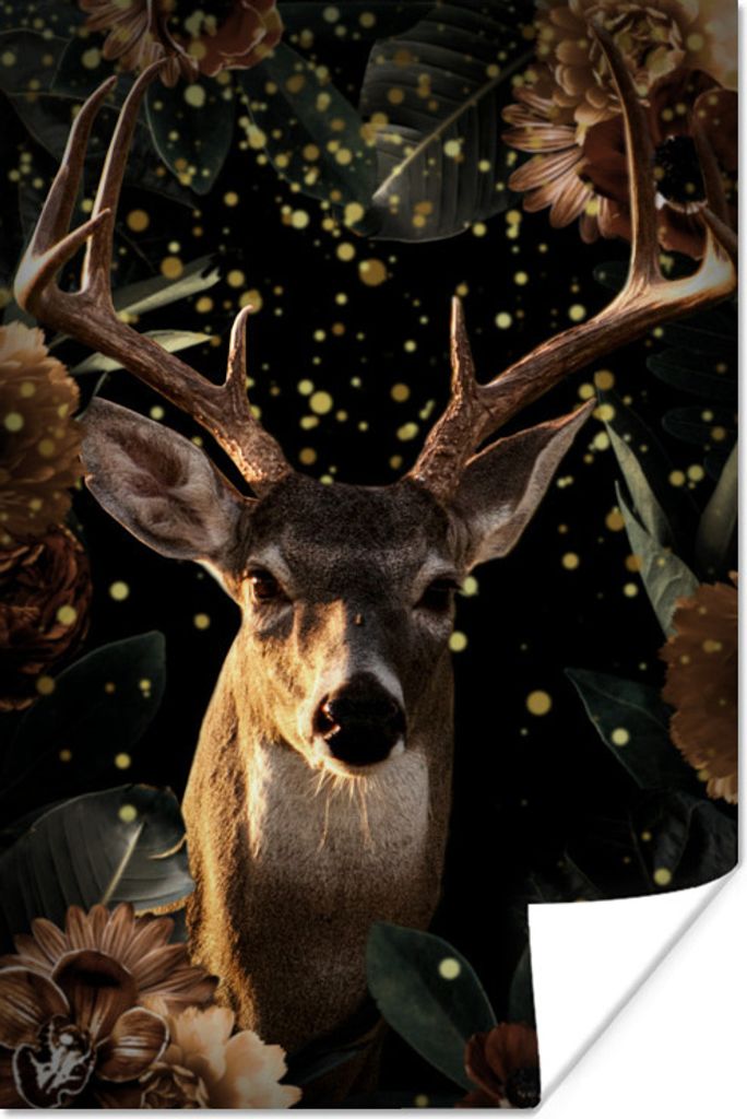 MuchoWow Poster Rehe - Pflanzen - Blumen 20x30 cm - Papierdruck