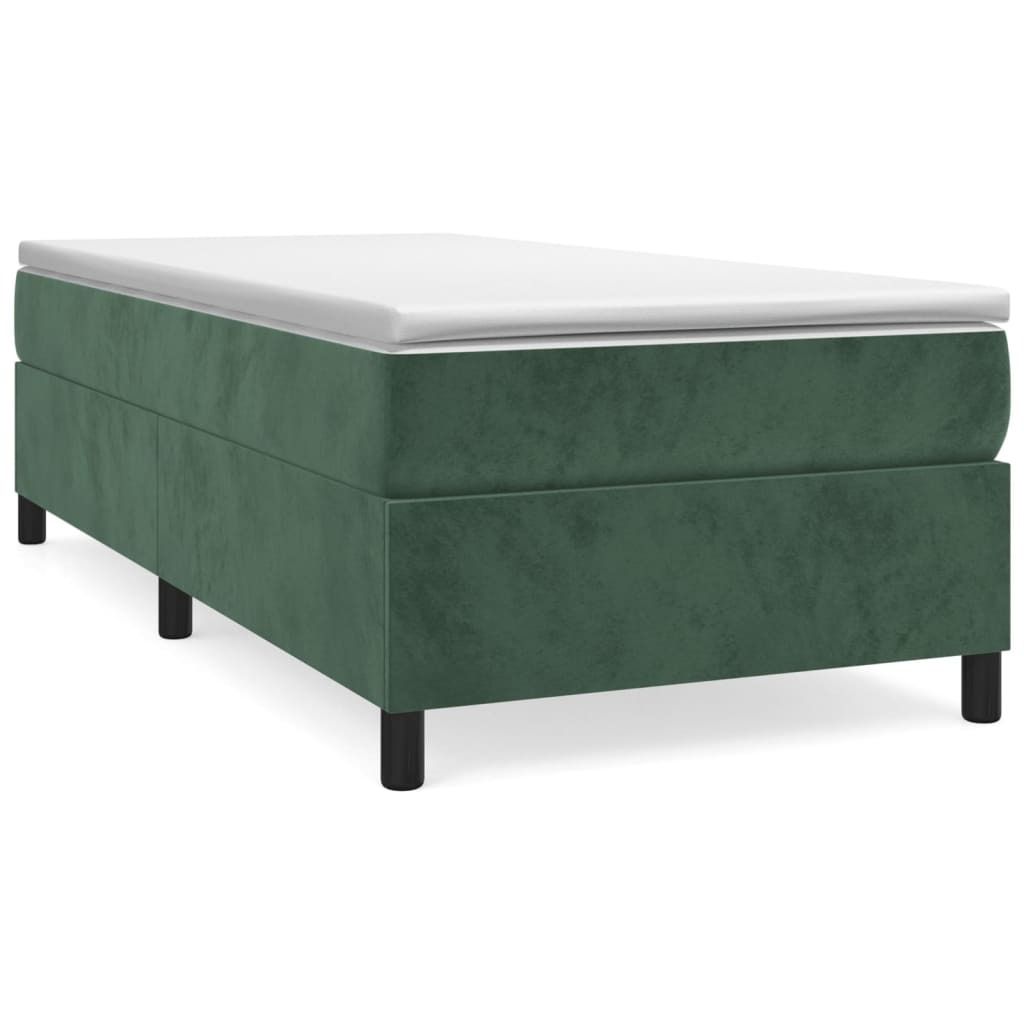 "SALE 2026" Boxspringbett Einzelbett - Gästezimmer - mit Matratze Dunkelgrün 90x190 cm Samt - Polsterbett Klassische Betten DE3519182