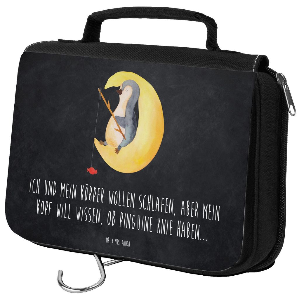Mr. & Mrs. Panda beautycase Pinguin Mond - Kreidetafel - Geschenk, Angel, schlafen, Schlafzimmer, kulturtäschchen, beauty case, kosmetiktäschchen...