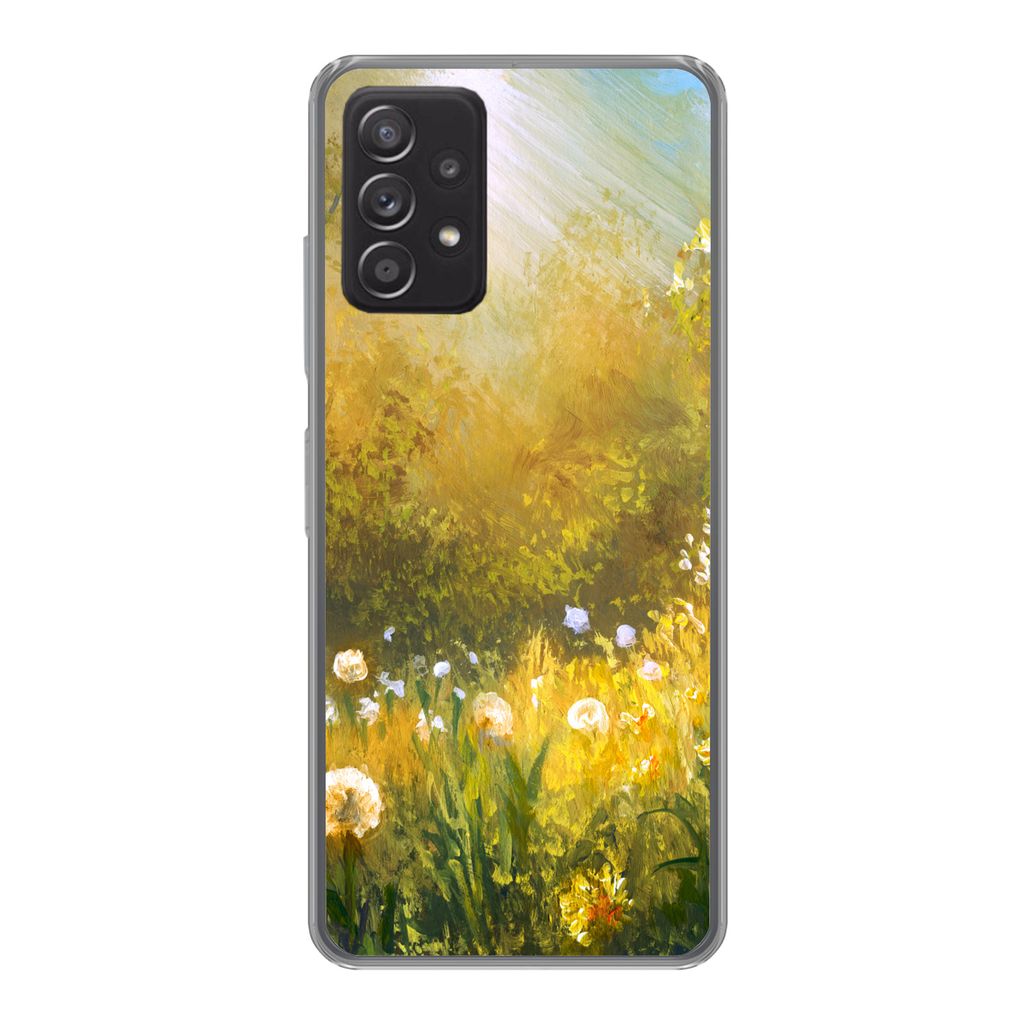 MuchoWow Handyhülle Schutzhülle Hülle für Samsung galaxy a73 Blumen - Sommer - Aquarell Silikon Softcase Handy Hülle - Handyhülle