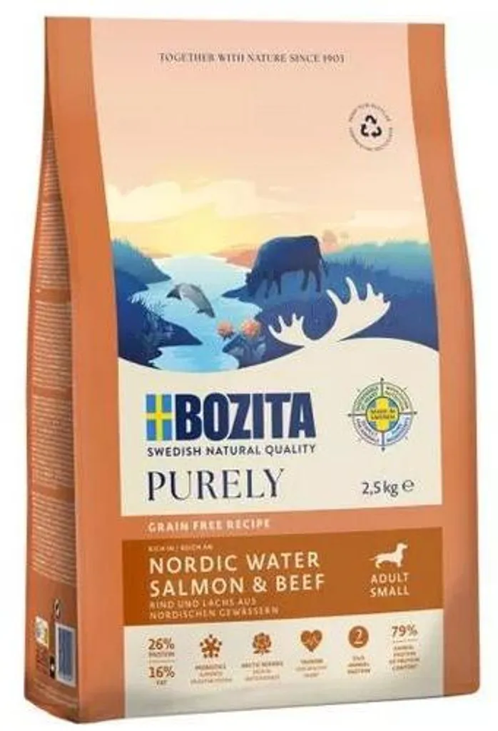 Bozita Purely Saumon Riz 2,5kg - Idéal Chien Actif de Petite Taille
