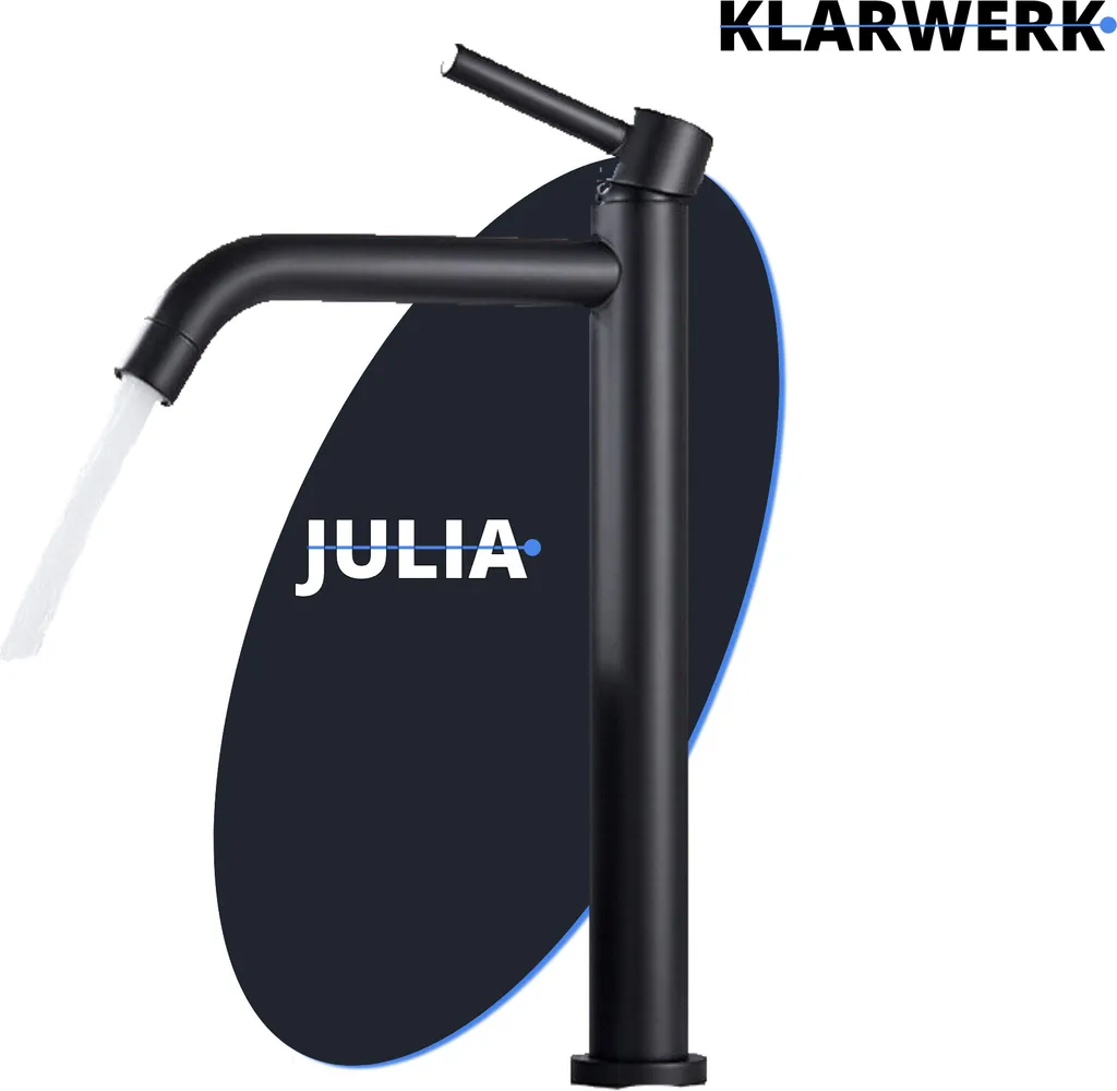 JULIA | Miscelatore alto per bagno nero opaco | Rubinetto in acciaio inox premium per lavabi alti | Miscelatore 2 attacchi | Rubinetto ad alta pressione Hotel Gastro
