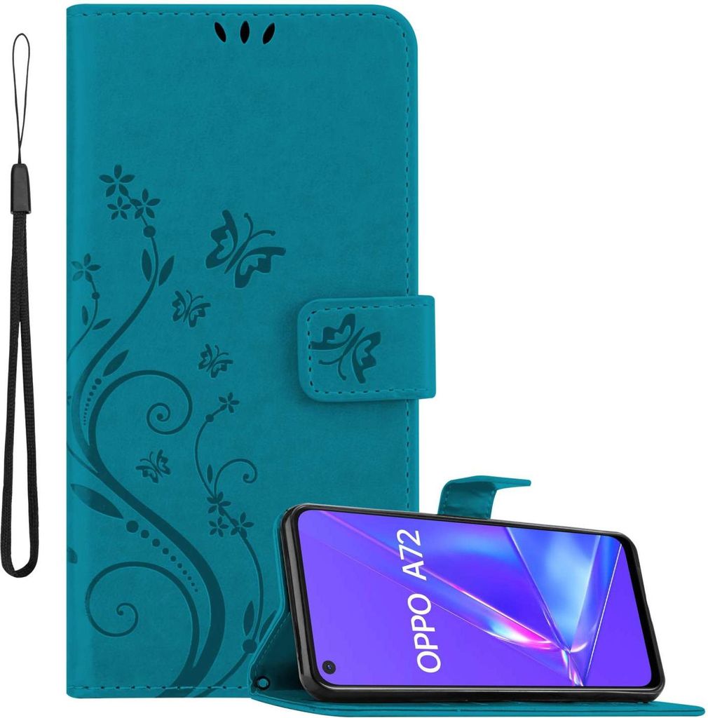 Cadorabo Housse pour Oppo A72 en FLORAL BLEU Housse de Image du produit 
