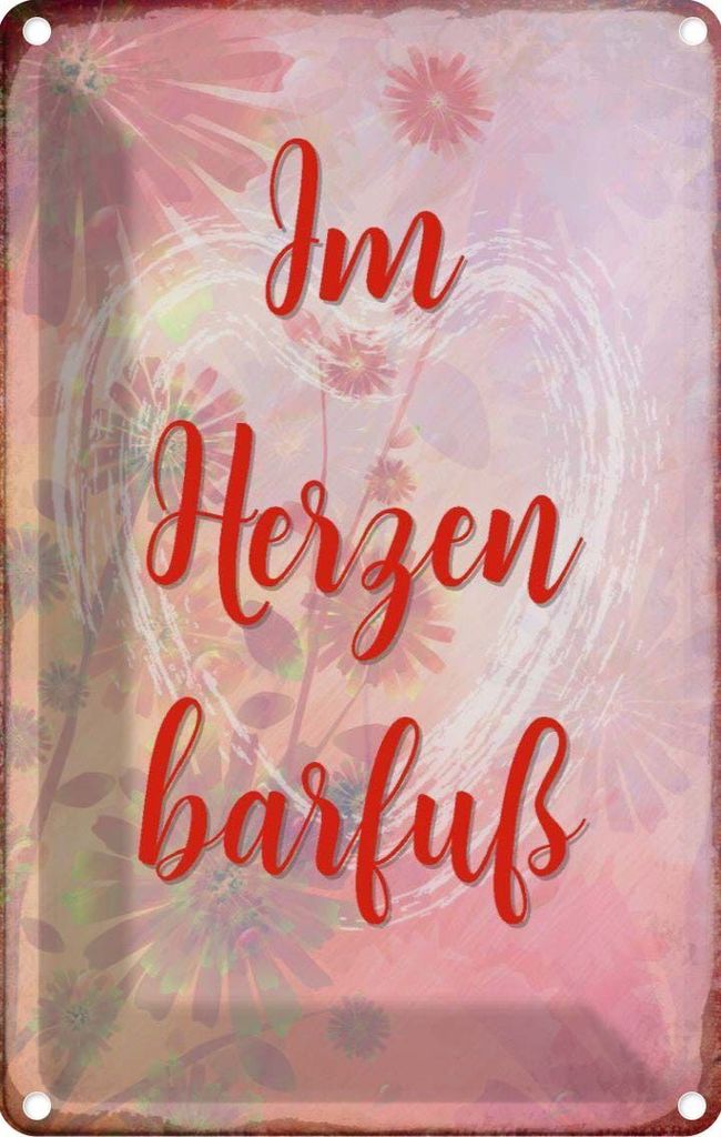 vianmo Blechschild 18x12 cm Im Herzen barfuss Spruch Zitat