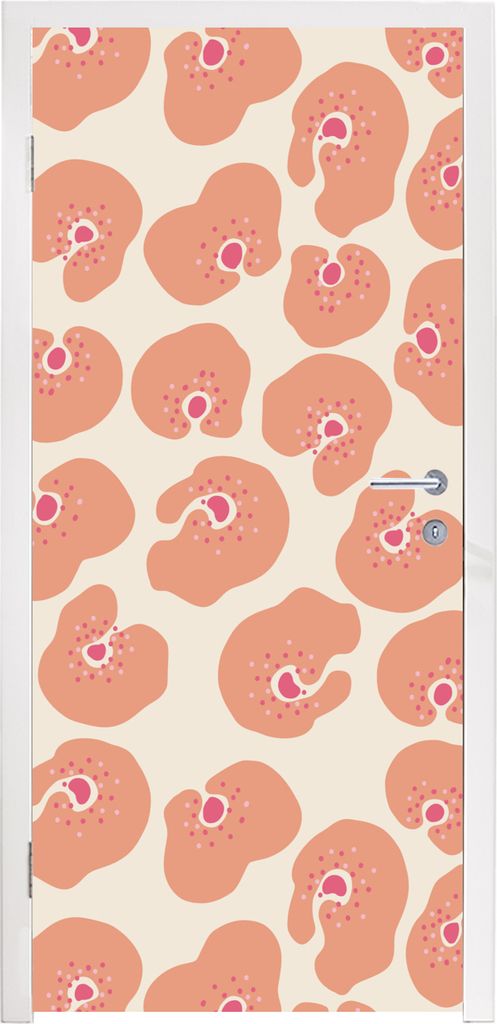 MuchoWow Türtapete Selbstklebende Türfolie Blume - Muster - Abstrakt 80x205 cm Türposter Türaufkleber Klebefolie Türklebefolie - Fototapete ...