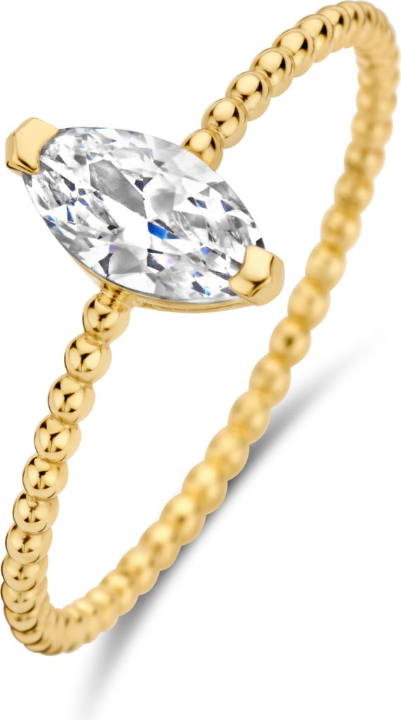 9NBG-0682-54 – New Bling – 14 karaat geelgouden ring – Met witte zirkonia – Maat 54
