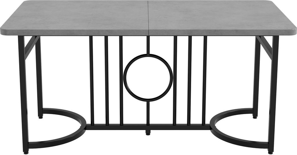 Esstisch 158x76x75 cm Design-Esstisch nicht klappbar Wohnzimmertisch Moderner minimalistischer Grau Betonoptik Schwarze Metallbeine