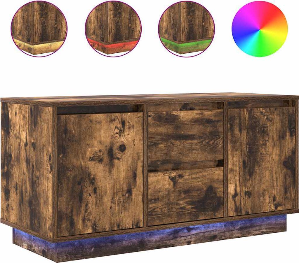 "SALE 2026"TV-Schrank, Fernsehtisch - CLORIS - mit LED-Leuchten Räuchereiche 100x41x50cm - TV-Schränke DEMöbel189934