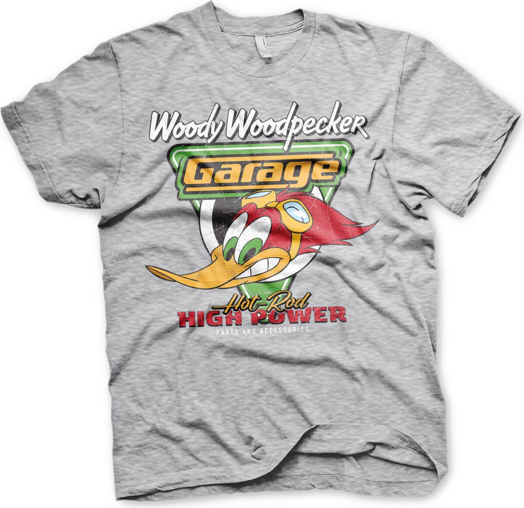 Woody Woodpecker Garage T-Shirt - Medium - Heather-Grey