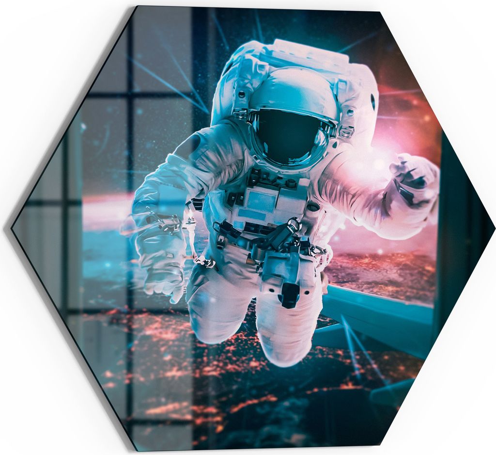 DEQOART Magnettafel Glas 40x35 cm 6-eckig 'Grenzenlose Entdeckung' beschreibbar Whiteboard Küche