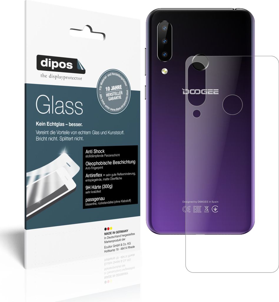 2x Schutzfolie für Doogee N20 Rückseite matt - Anti-Shock 9H Folie dipos Glass Kunststoffglas
