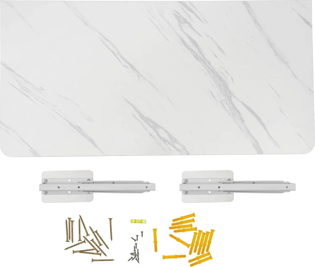 Table murale pliante en métal blanc - Ultra compacte et résistante - 4