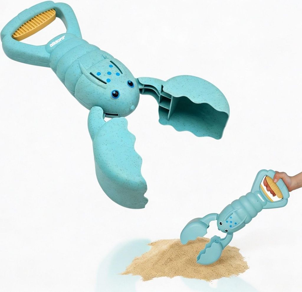 Sandgreifer Hummer hellblau 34 cm - Eco-freundliches Sandspielzeug aus Weizenstroh-Mix für Kinder ab 3 Jahren