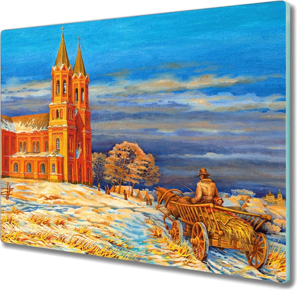 Coloray Herdabdeckplatte 60x52 cm Schneidebrett Kochplattenabdeckung Küchenbrett Hackbrett - Dom Dorf