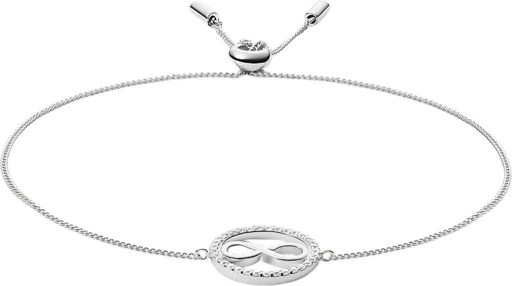 Bracelet Gourmette Femme en Argent Massif avec Symbole Infini et Cristaux