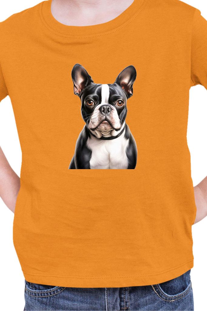 Kinder T-Shirt Dogs Breeds Boston Terrier Dog Breed 007, 3-4 Jahr - 104 / Orange